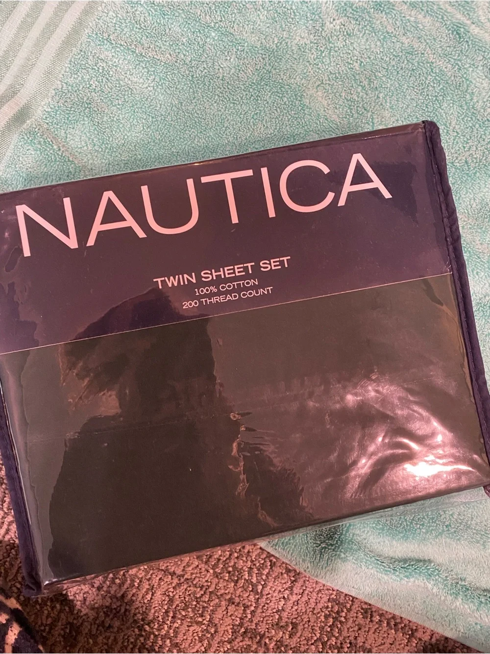 Nautica Bayview Solid Cotton Percale Sheet Set - Deep Green - TWIN